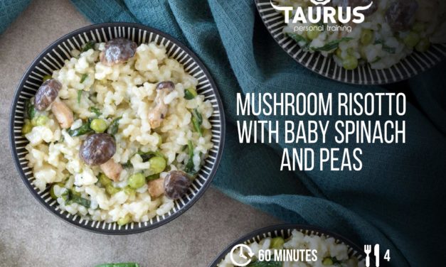 Mushroom Risotto With Baby Spinach And Peas